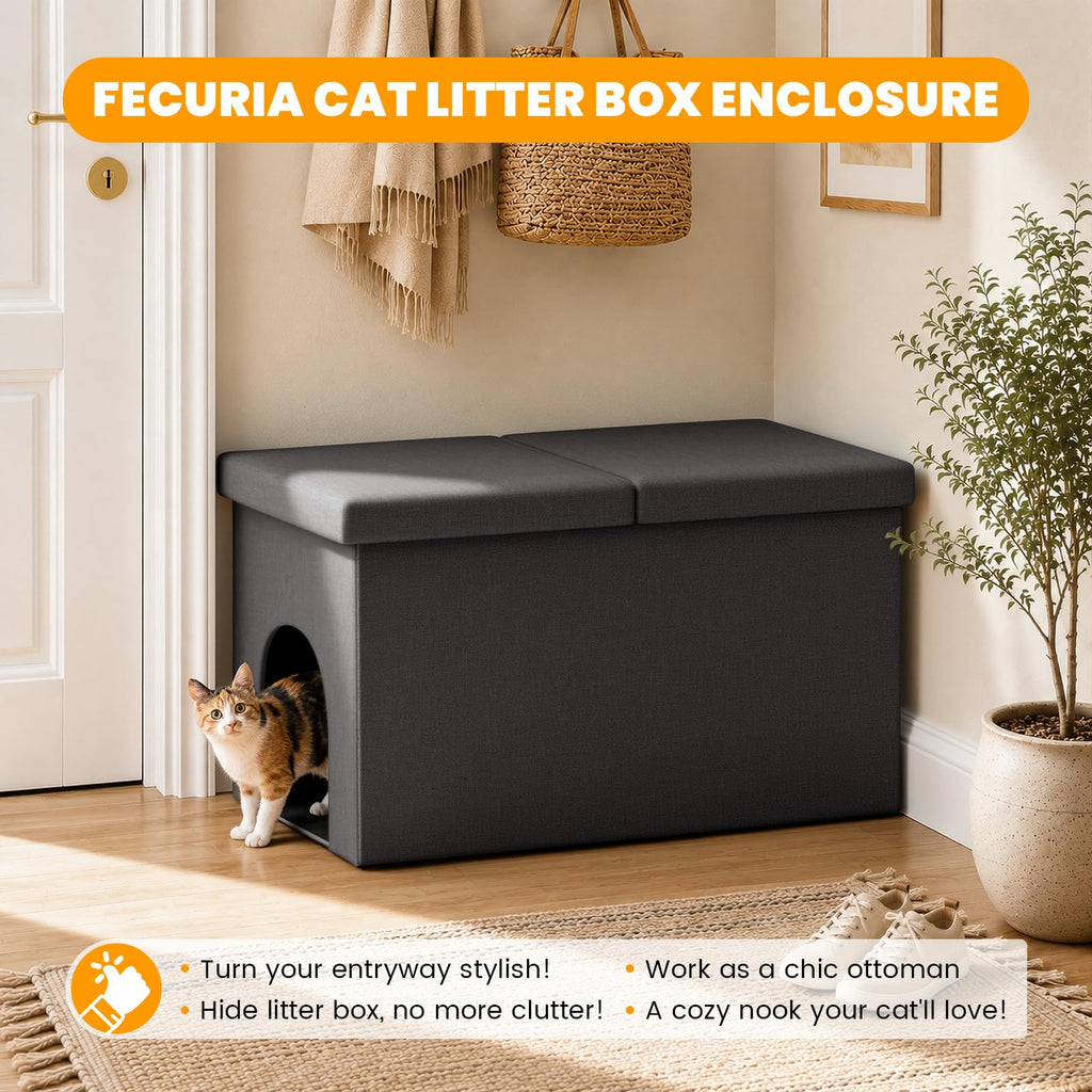 Dark Grey Cat Litter Box Enclosure V939452