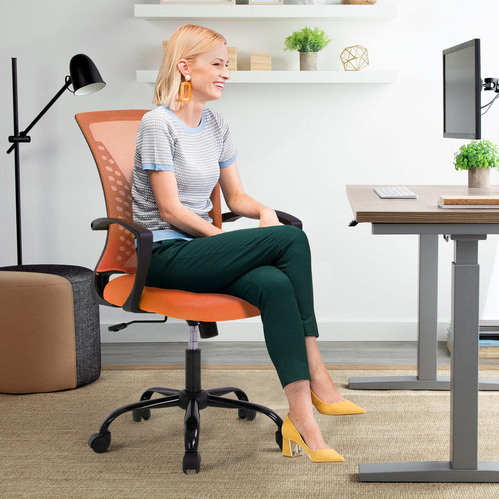 Orange Adjustable Mesh Ergonomic Office Chair with Lumbar Support J555965