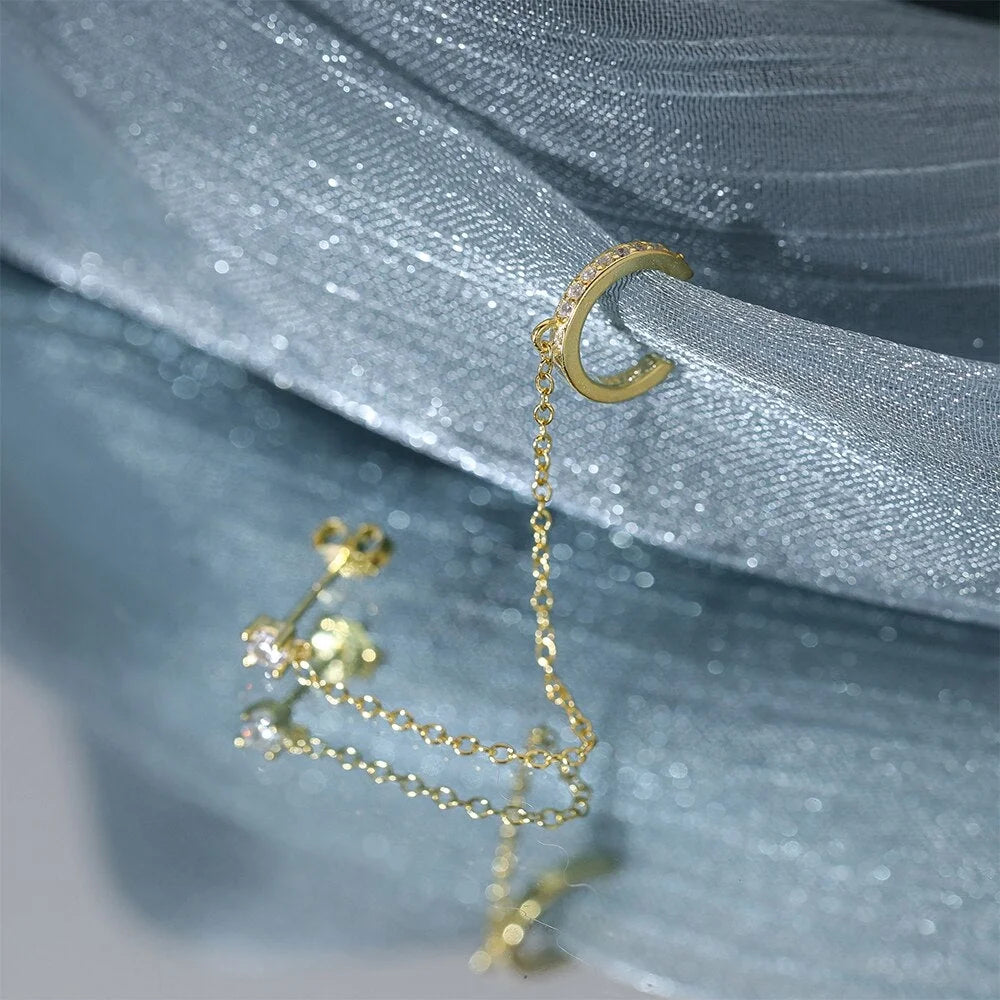 Diamond Ear Clip Tassel Earrings C672767