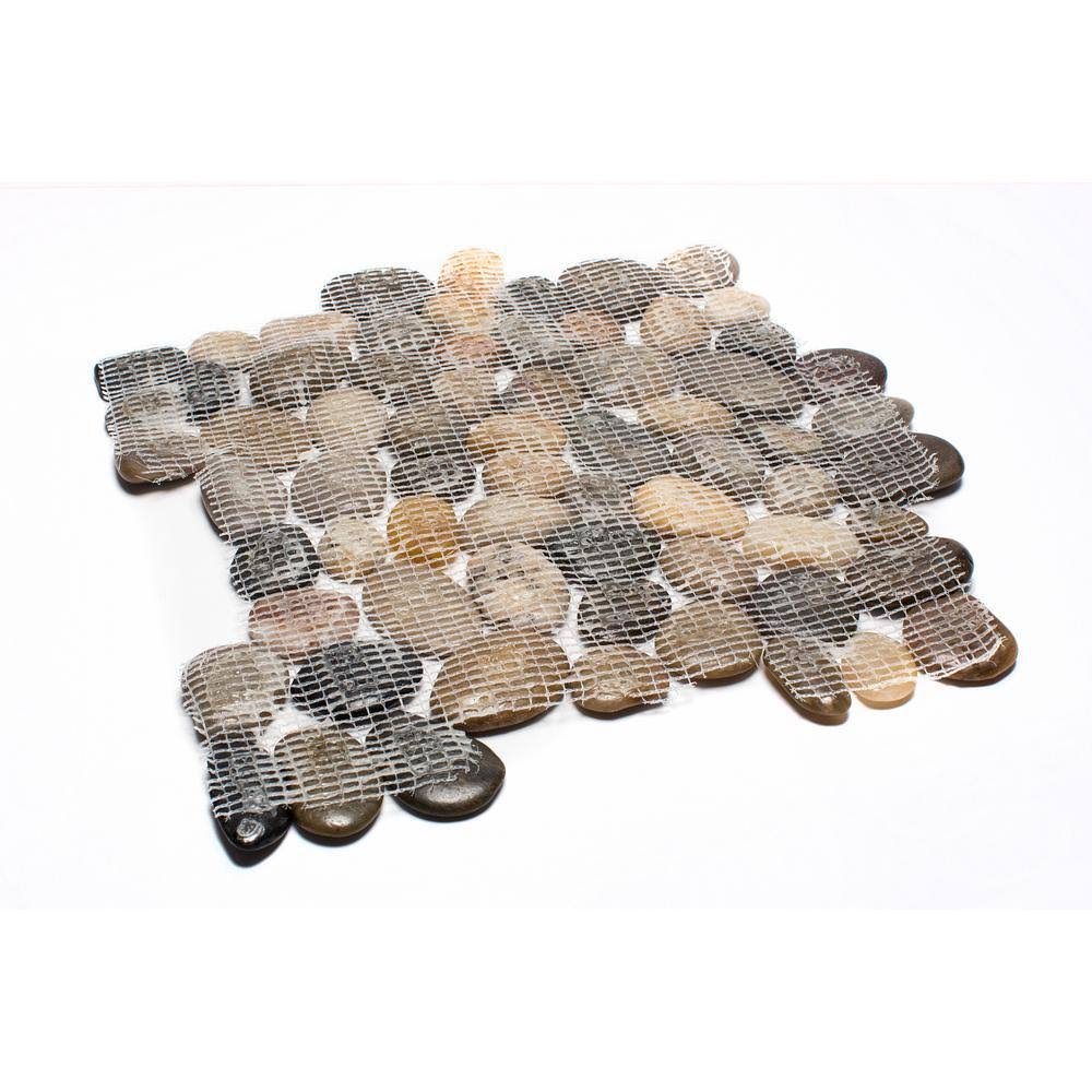 12 in. x 12 in. Mixed Mid-Polish Pebble Stone Tile R715