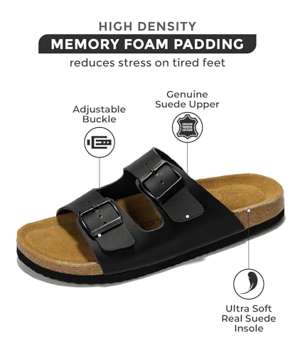 Genuine Leather Mens Sandals with Memory Foam Cork Footbed R109