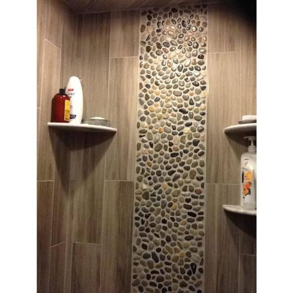 12 in. x 12 in. Mixed Mid-Polish Pebble Stone Tile R715