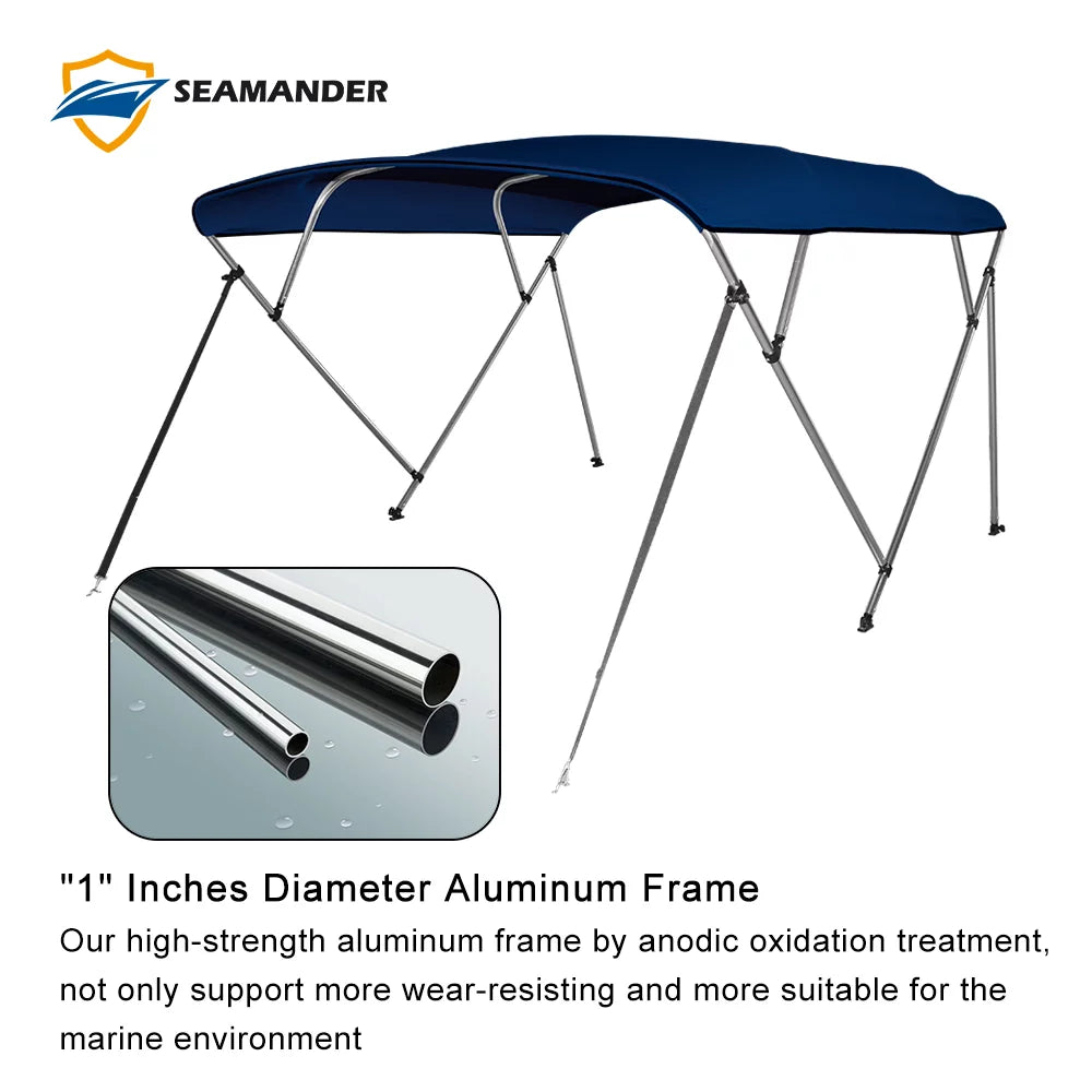 4 Bow Bimini Top Boat Cover with Storage Boot, Navy Blue A54026