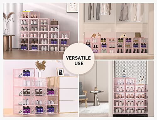Clear Plastic Stackable Shoe Storage Boxes 12 Pack O121