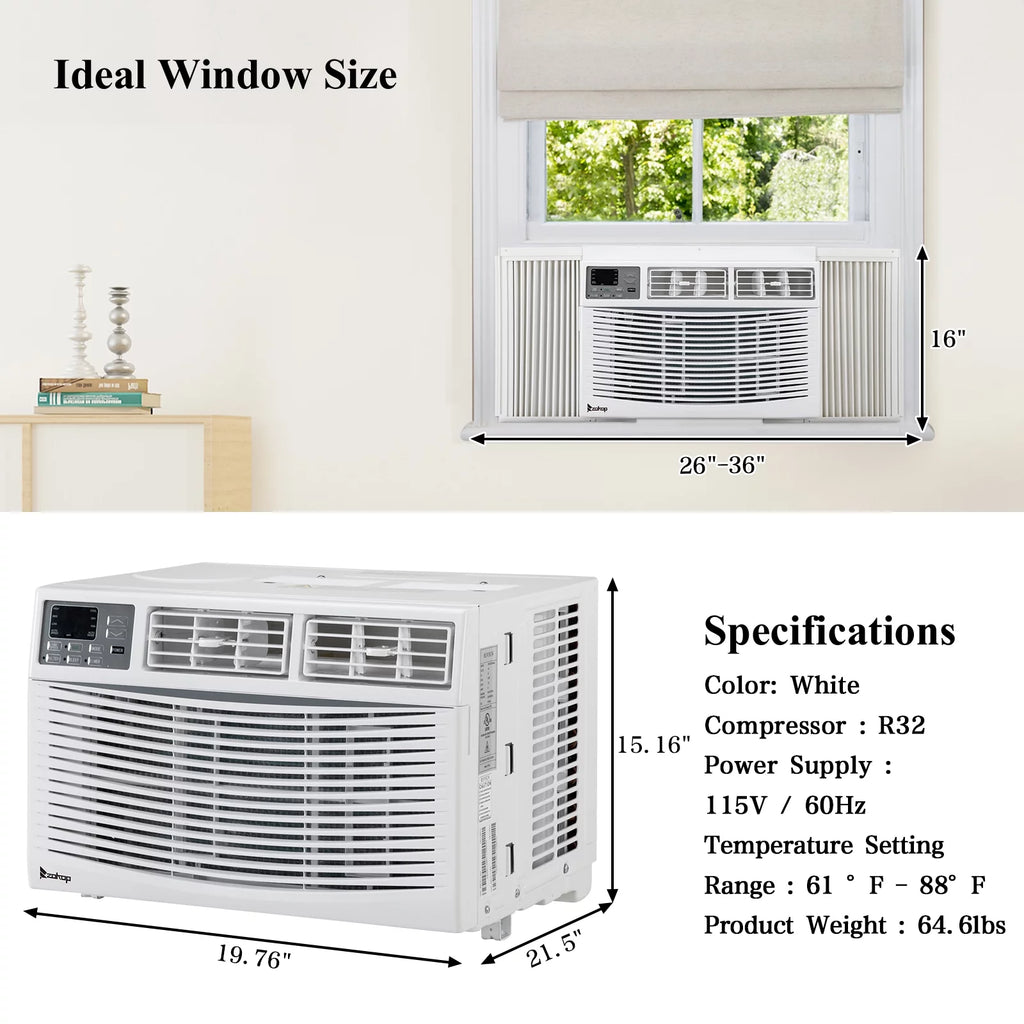 12000BTU 115V White Window-Mounted Air Conditioner with Remote Control Q32671