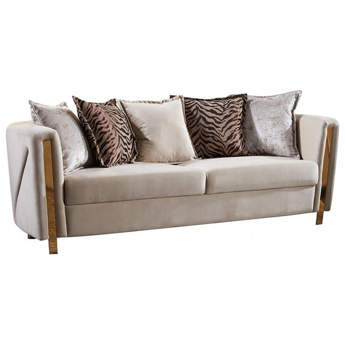 Beige Velvet 2Pc Living Room Set V83186