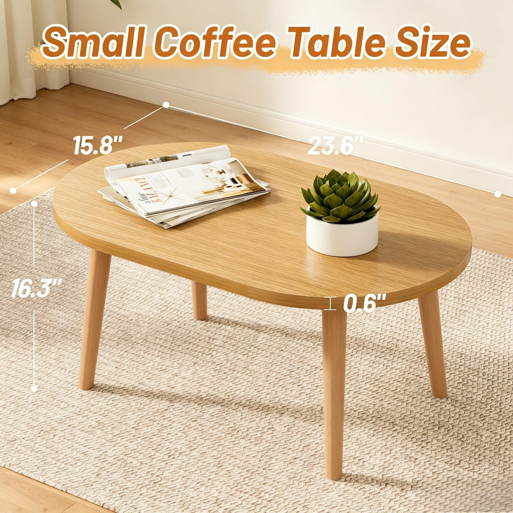 Small Oval Coffee Table with Solid Wood Legs R22170