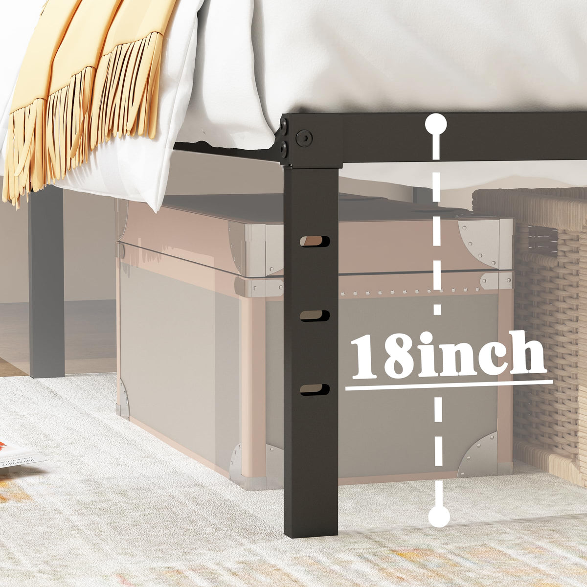 Twin XL 18 Inch Metal Platform Bed Frame M341