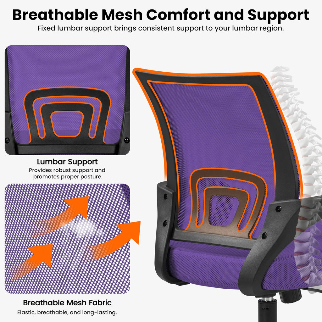 Purple Adjustable Swivel Mesh Office Chair B54582