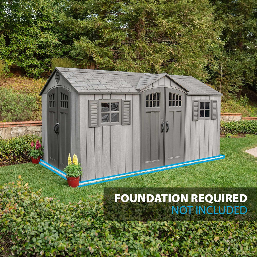 15 ft x 8 ft Gray Resin Outdoor Storage Shed M217