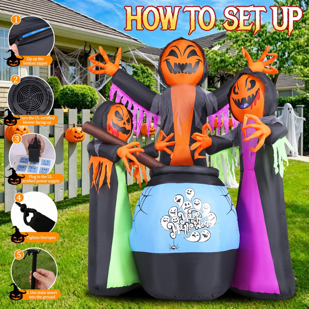 8FT Halloween Inflatable with Light Yard Decor A7637