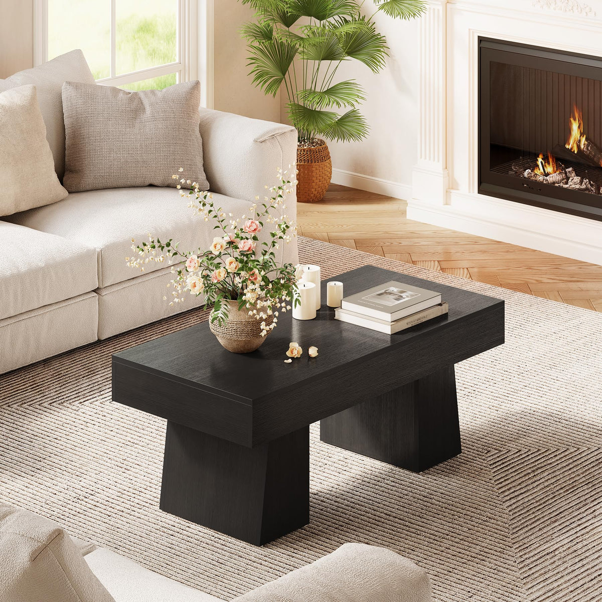 Black 47 Inches Wooden Coffee Table F746