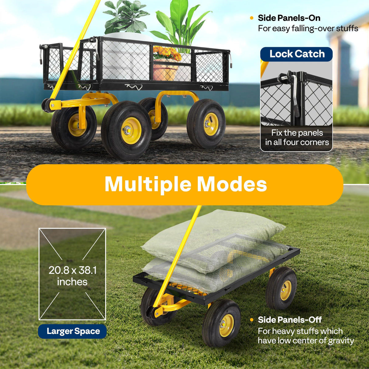 Heavy Duty 4.5 Cu Ft Mesh Steel Garden Cart F69066