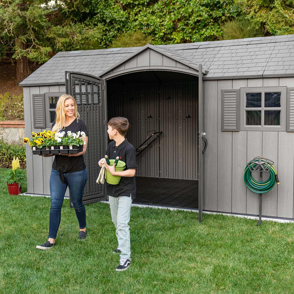 15 ft x 8 ft Gray Resin Outdoor Storage Shed M217