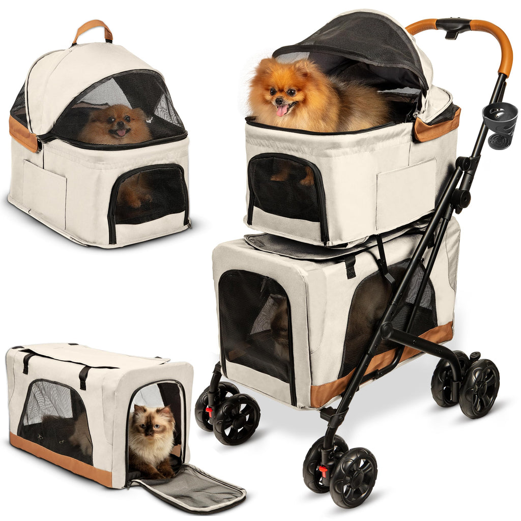 Double Pet Stroller with Detachable Carriers F91732
