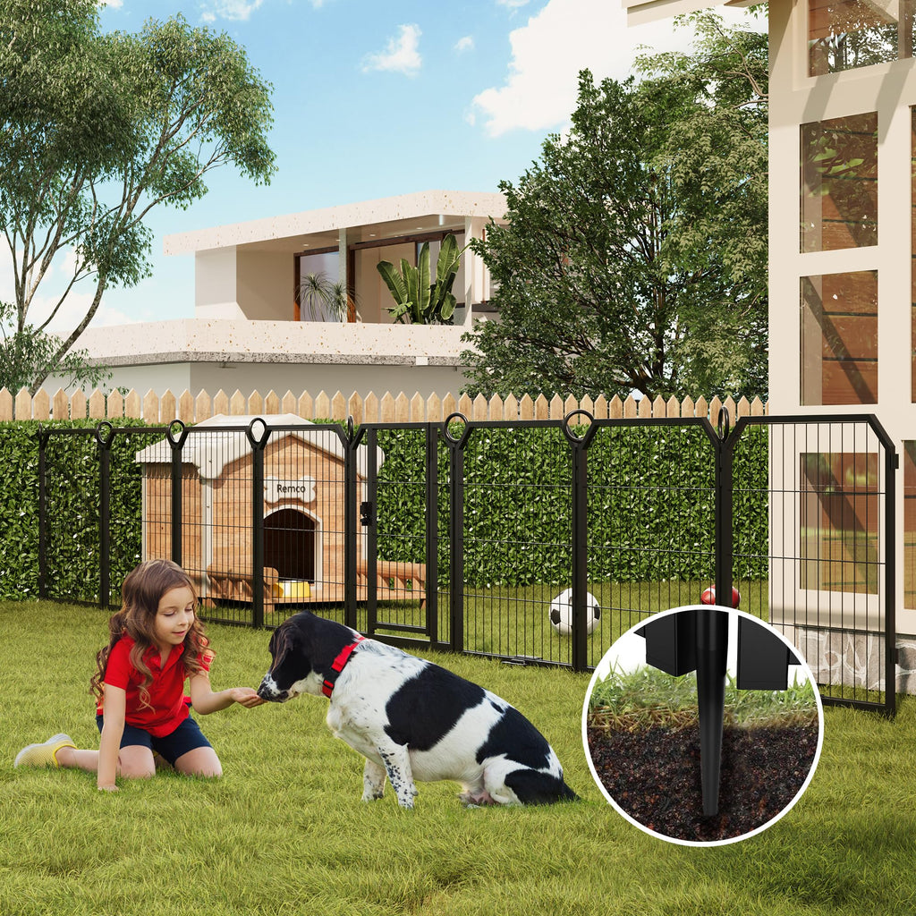 40 Inch 16-Panel Metal Dog Playpen with Door & Stakes Z679