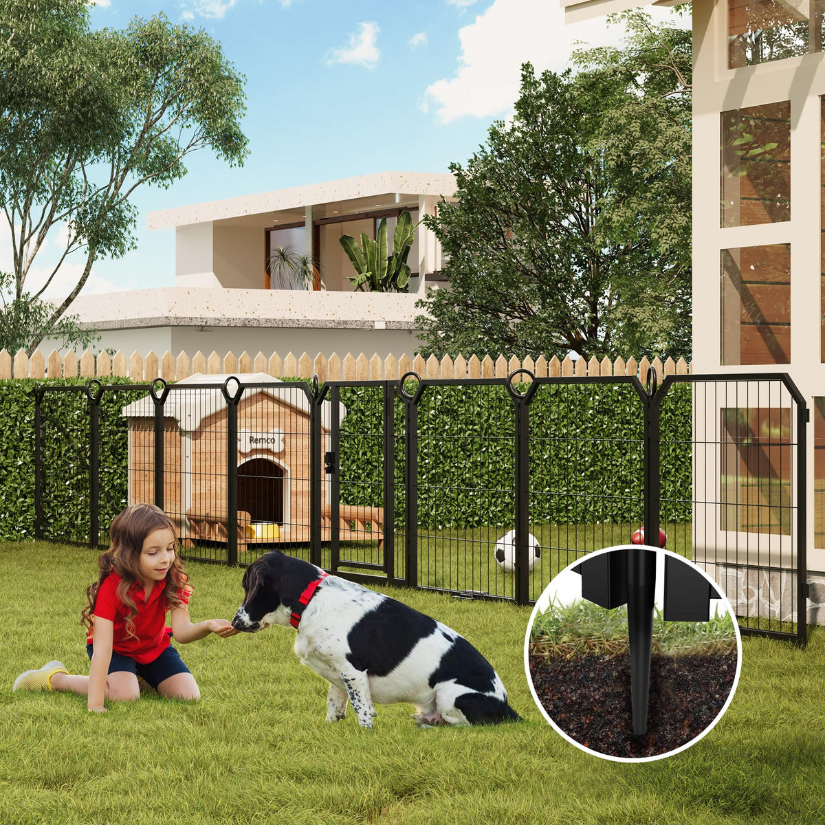 40 Inch 16-Panel Metal Dog Playpen with Door & Stakes Z679