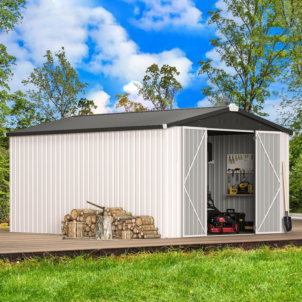 10x14 White Metal Outdoor Storage Shed Q7571