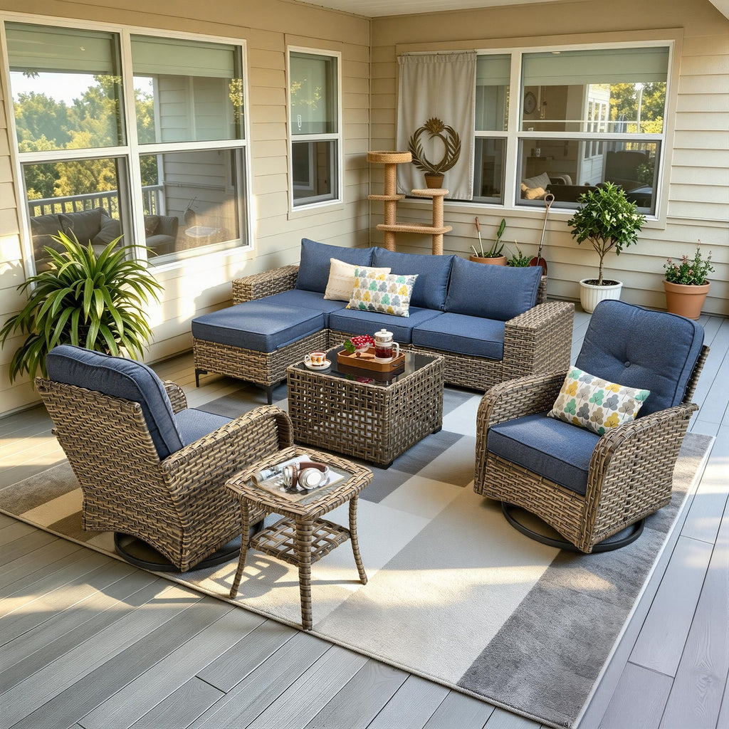 8 Piece Wicker Outdoor Sectional Sofa Set S43666