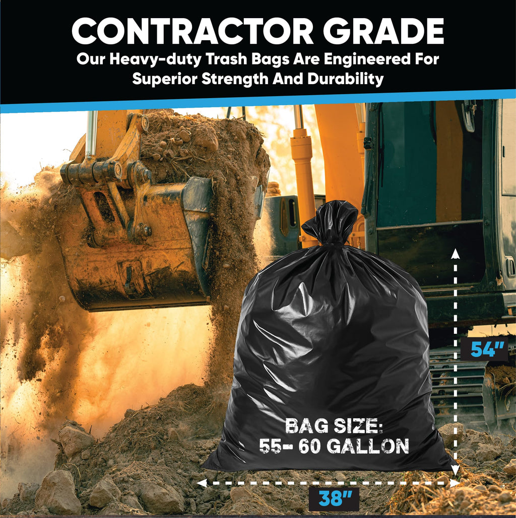 55 Gallon Heavy Duty Trash Bags 50 Count with Ties G913