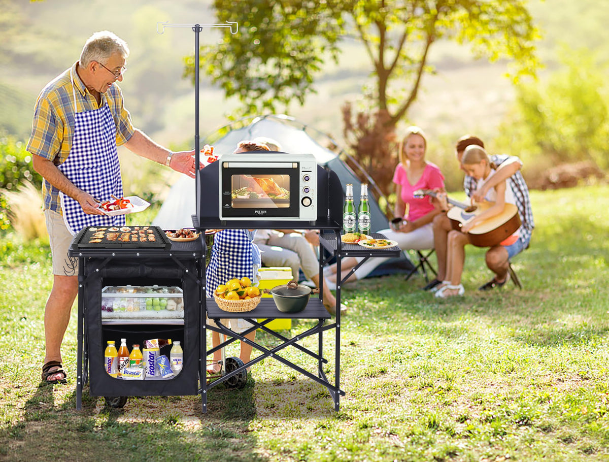 Black Portable Folding Camping Table Y11863
