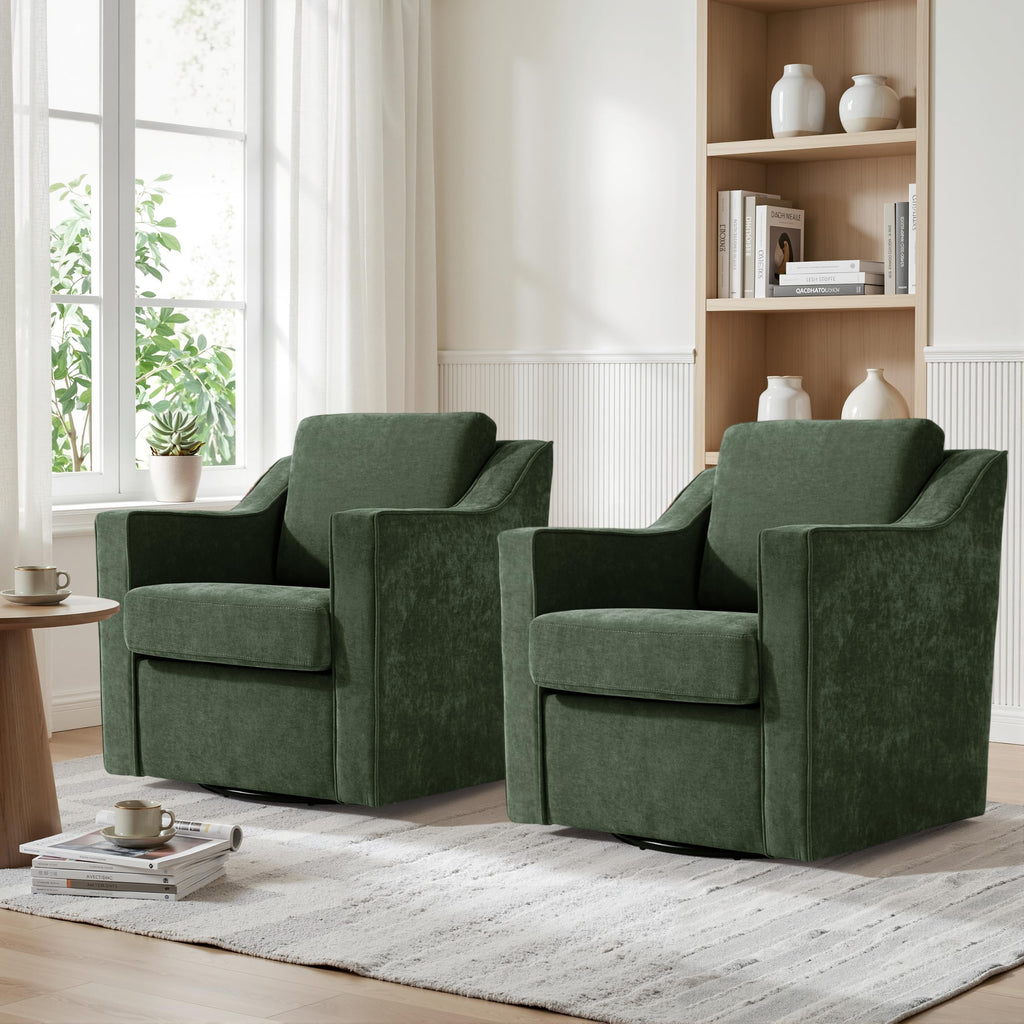 Green Swivel Accent Chairs Set of 2 C675404