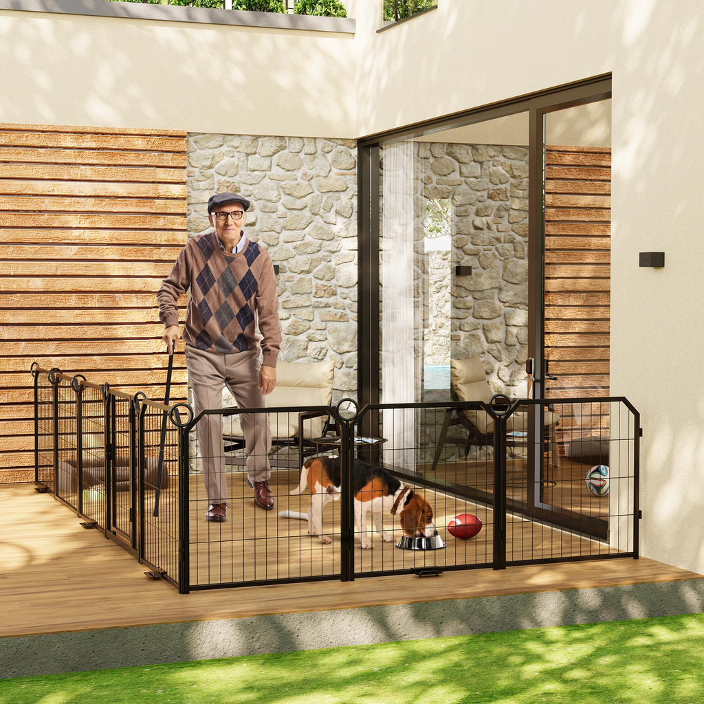 40 Inch 16-Panel Metal Dog Playpen with Door & Stakes Z679