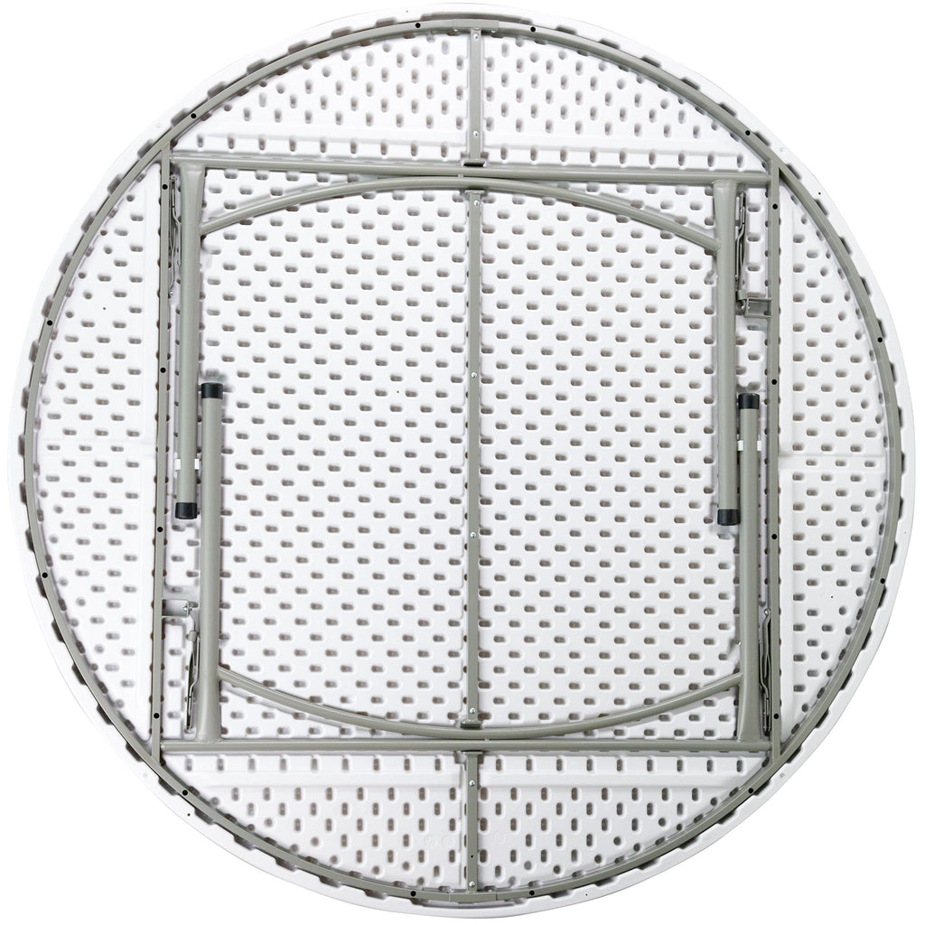 6-Foot Round Granite White Plastic Folding Table E39461