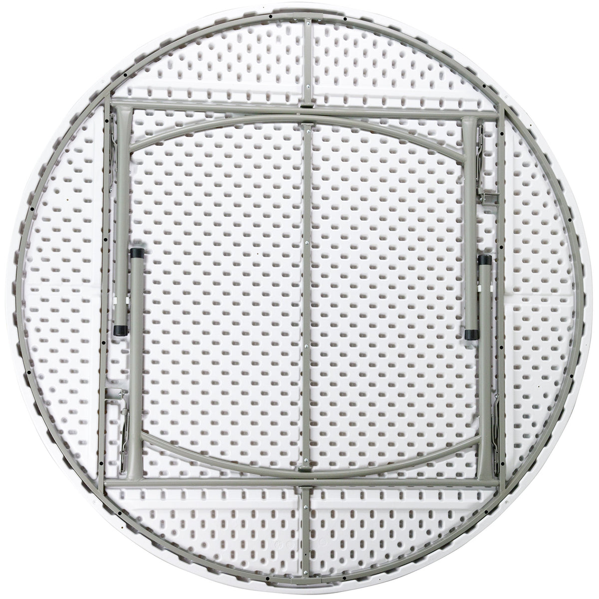 6-Foot Round Granite White Plastic Folding Table E39461