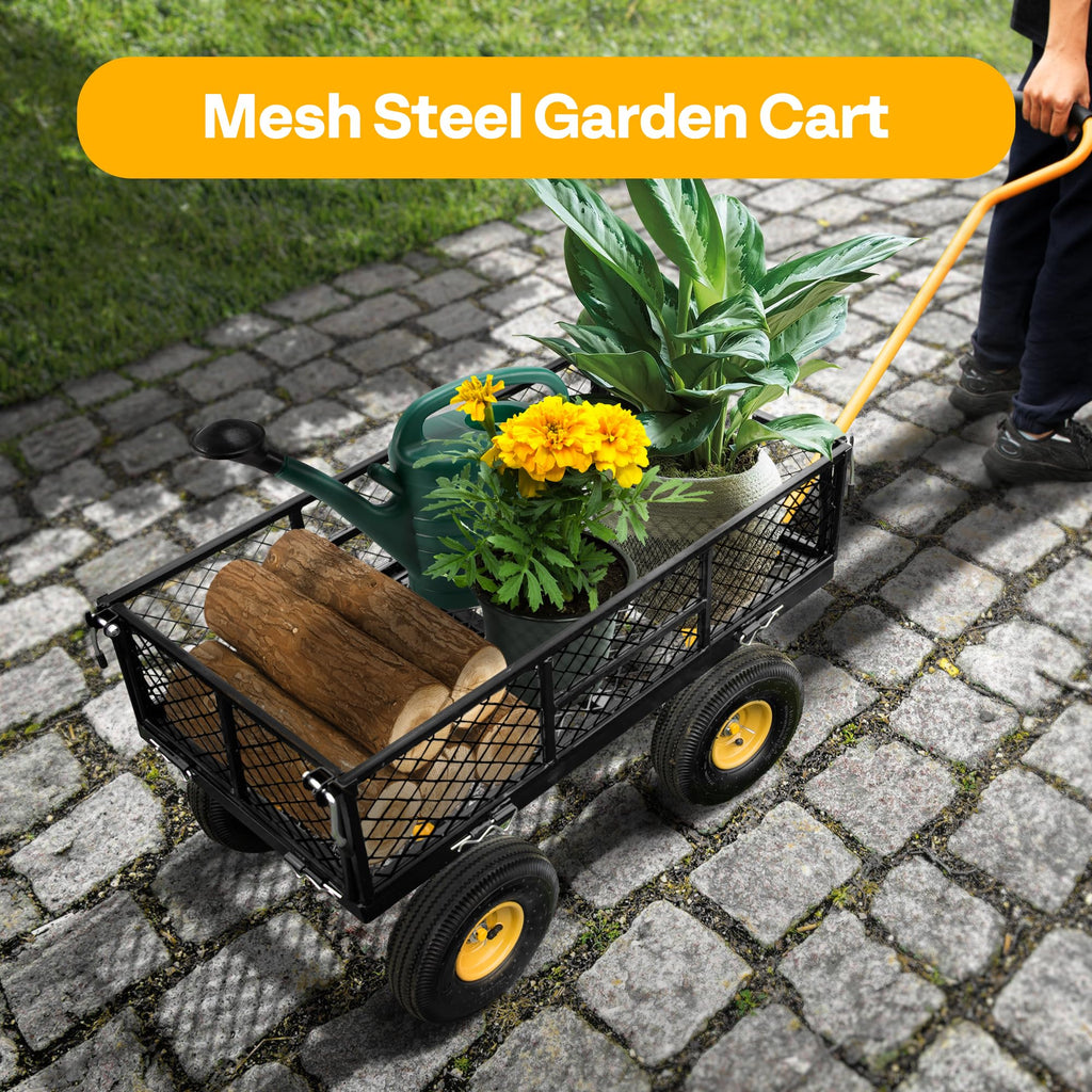 Heavy Duty 4.5 Cu Ft Mesh Steel Garden Cart F69066