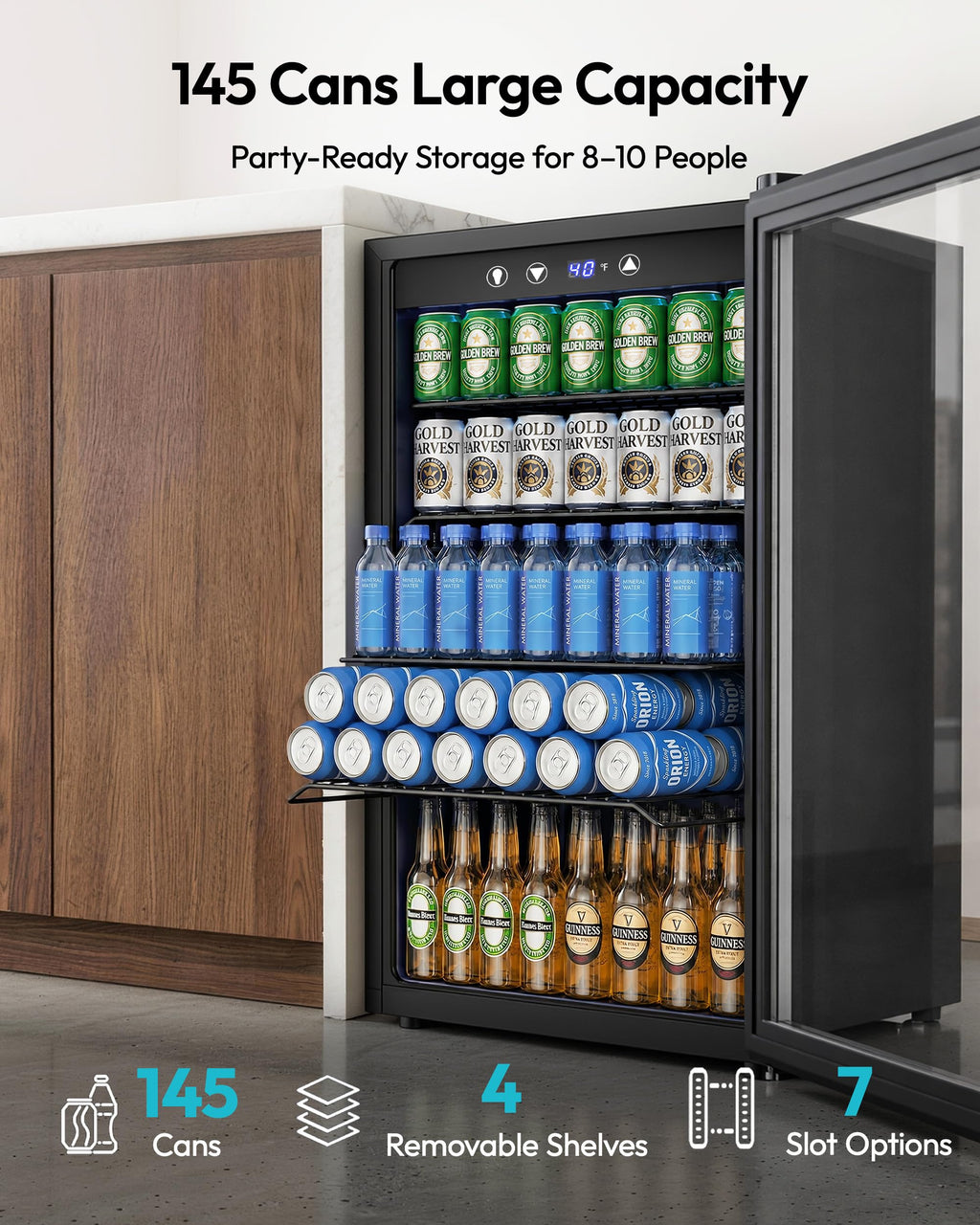 145 Can 4.5 Cu.ft Mini Fridge with Glass Door K2081