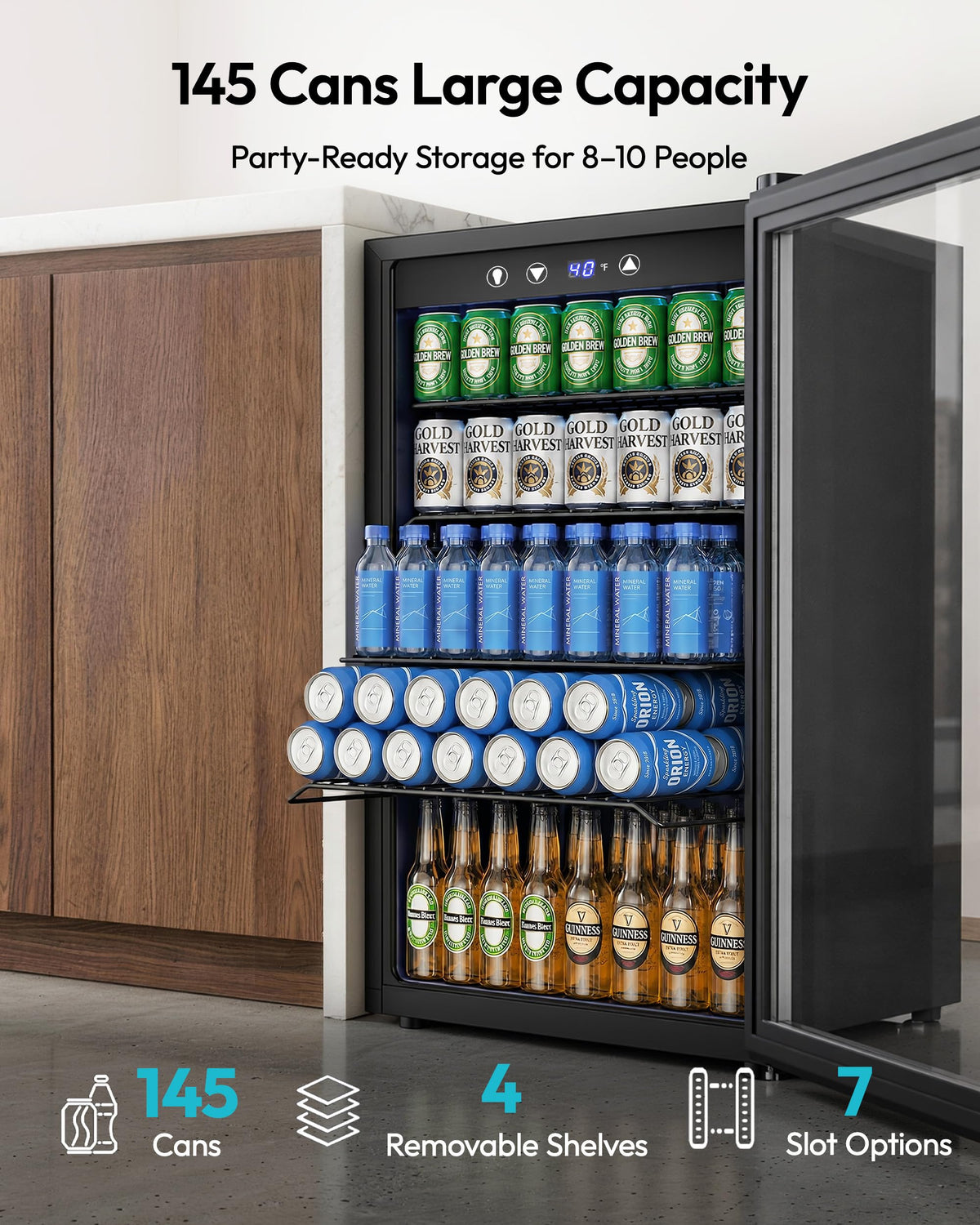 145 Can 4.5 Cu.ft Mini Fridge with Glass Door K2081