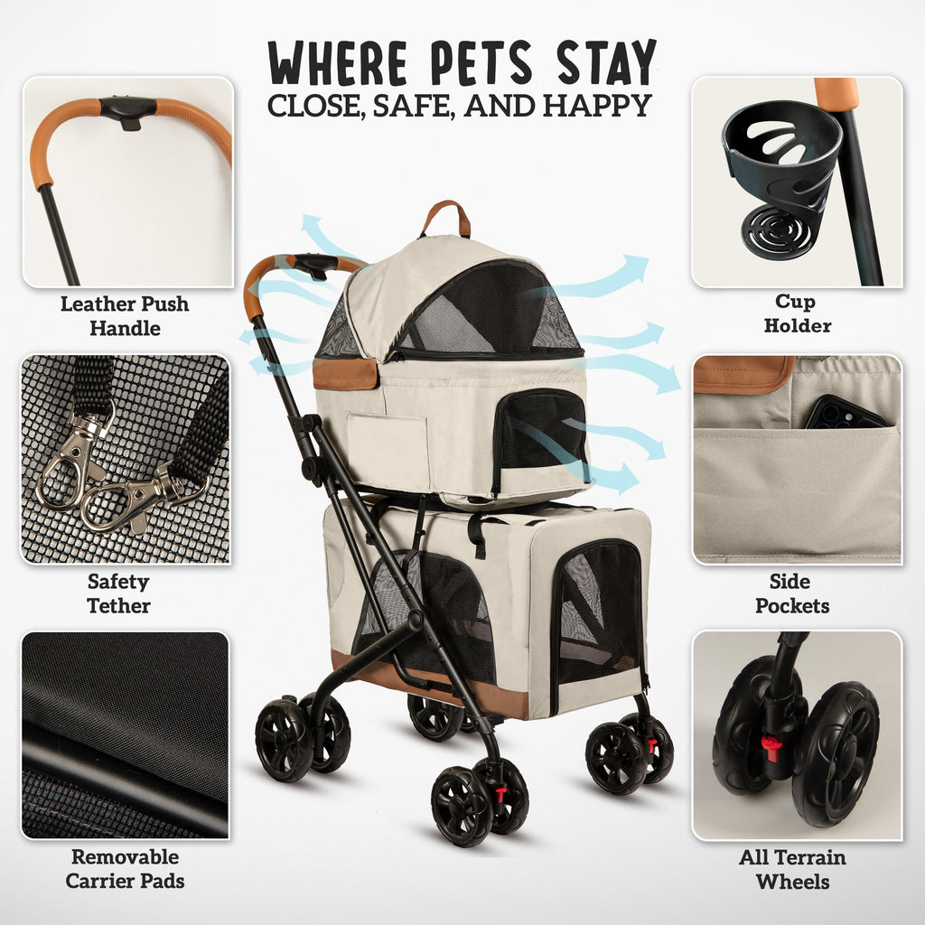 Double Pet Stroller with Detachable Carriers F91732