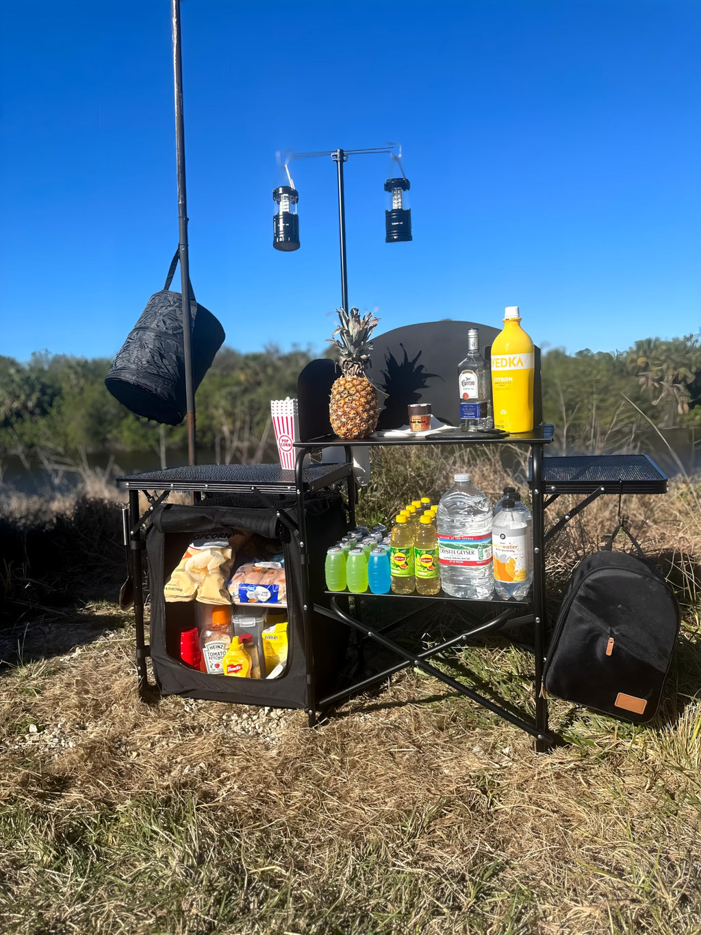 Black Portable Folding Camping Table Y11863