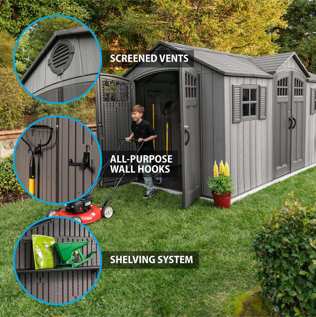 15 ft x 8 ft Gray Resin Outdoor Storage Shed M217