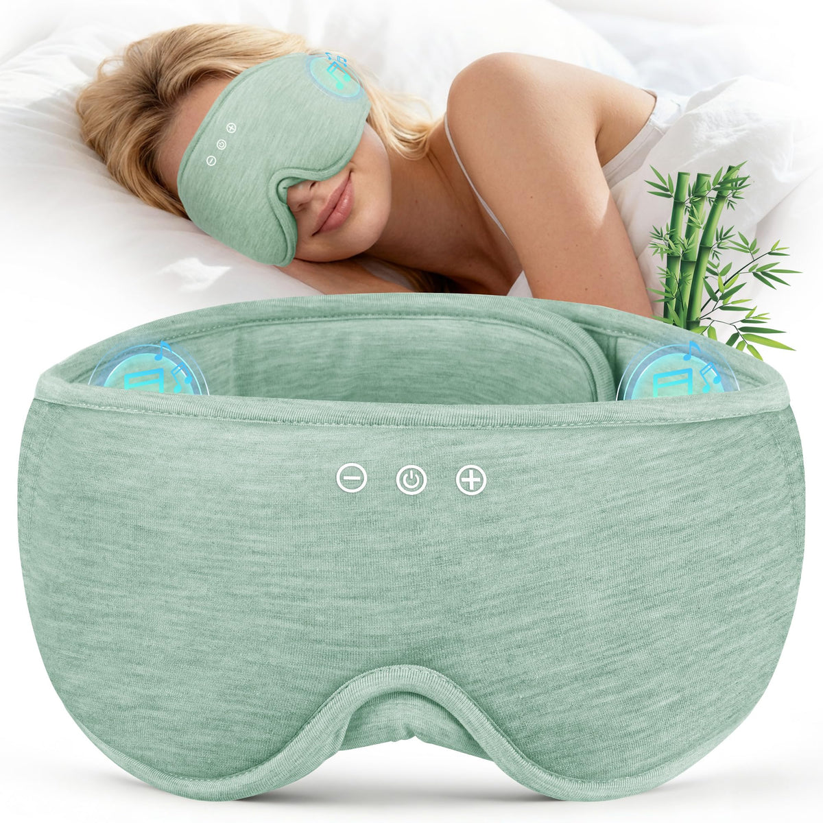 Bluetooth Sleep Headphones Eye Mask Bamboo Fiber V76573