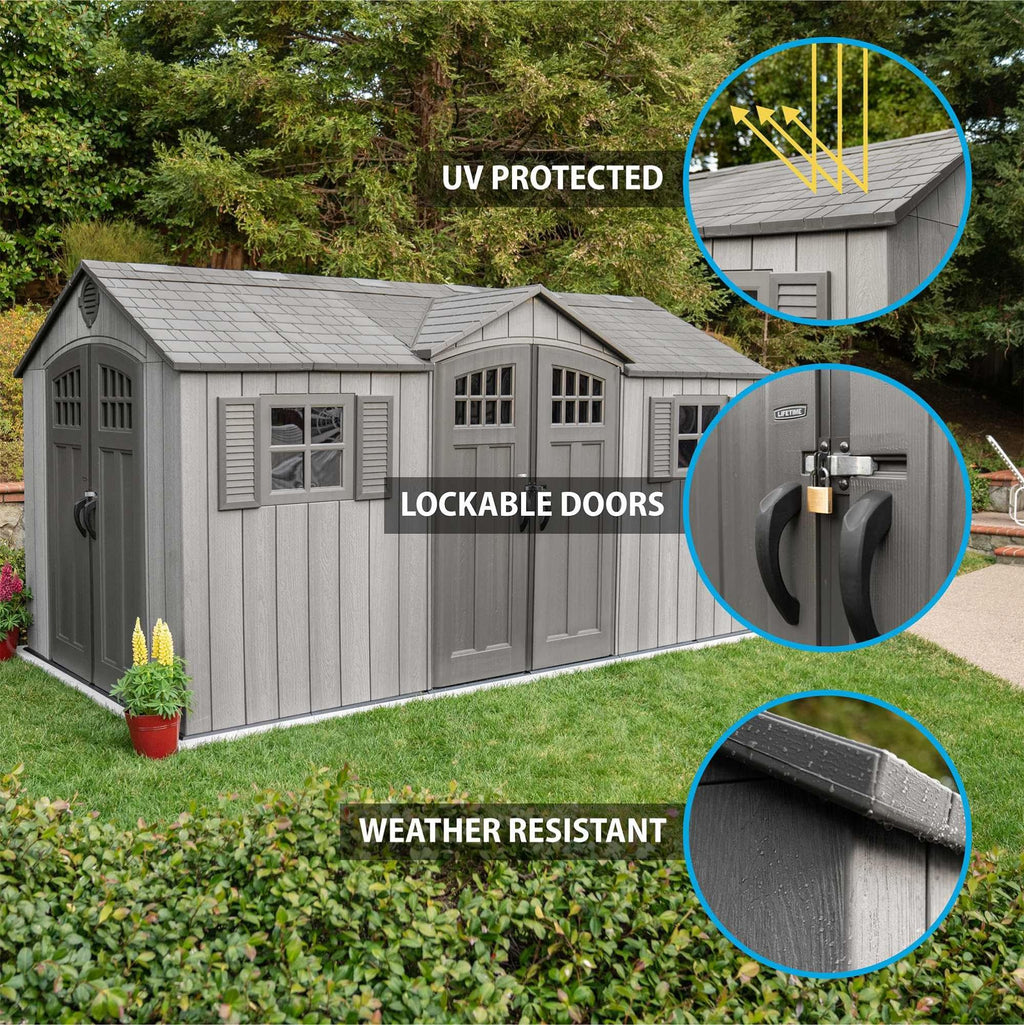 15 ft x 8 ft Gray Resin Outdoor Storage Shed M217