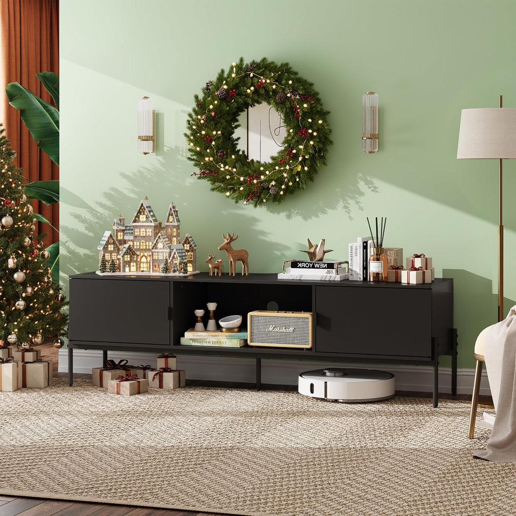 Black TV Stand with Metal Legs Z418