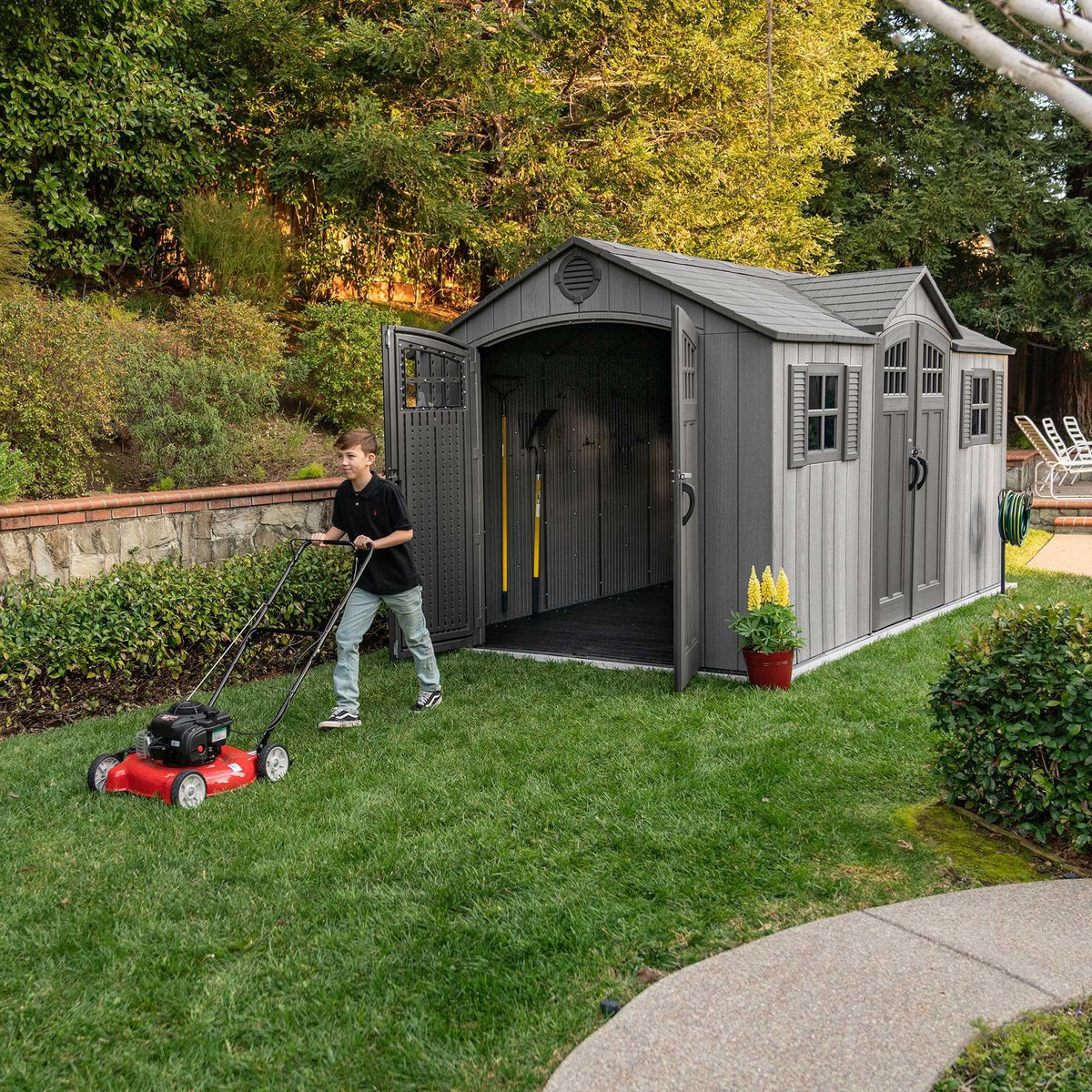 15 ft x 8 ft Gray Resin Outdoor Storage Shed M217
