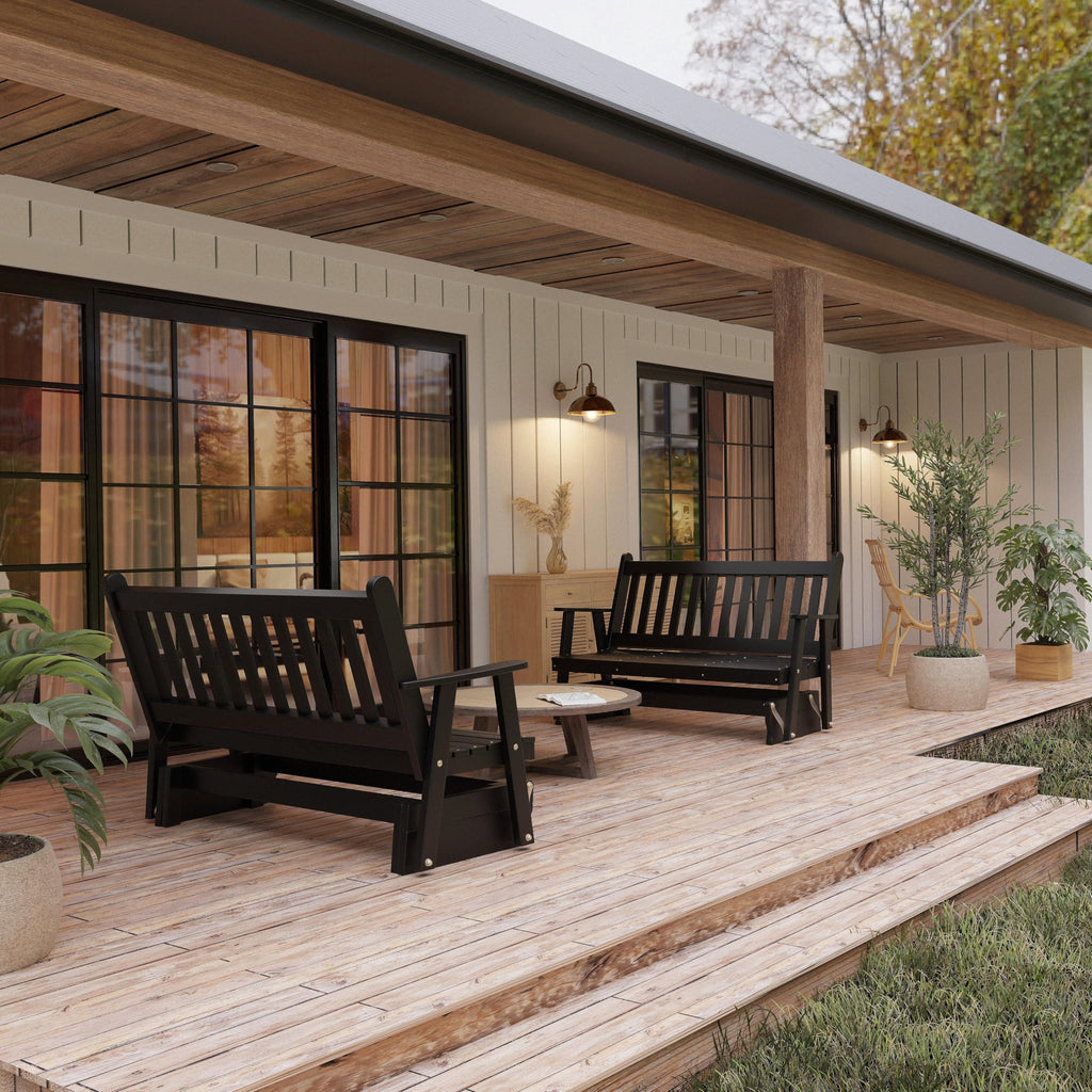 Black 4 Foot Wooden Porch Glider C726822