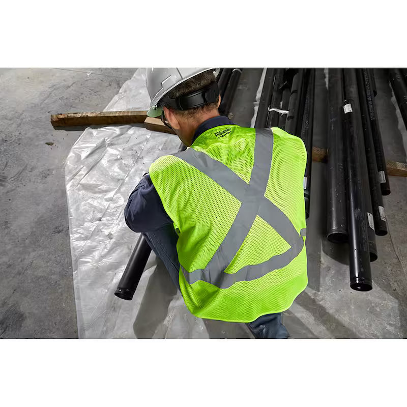 Yellow Class 2 High Visibility Safety Vest with 10 Pockets 4-Pack E227