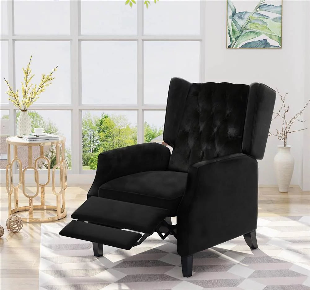 Black and Dark Brown Wingback Recliner Z12389