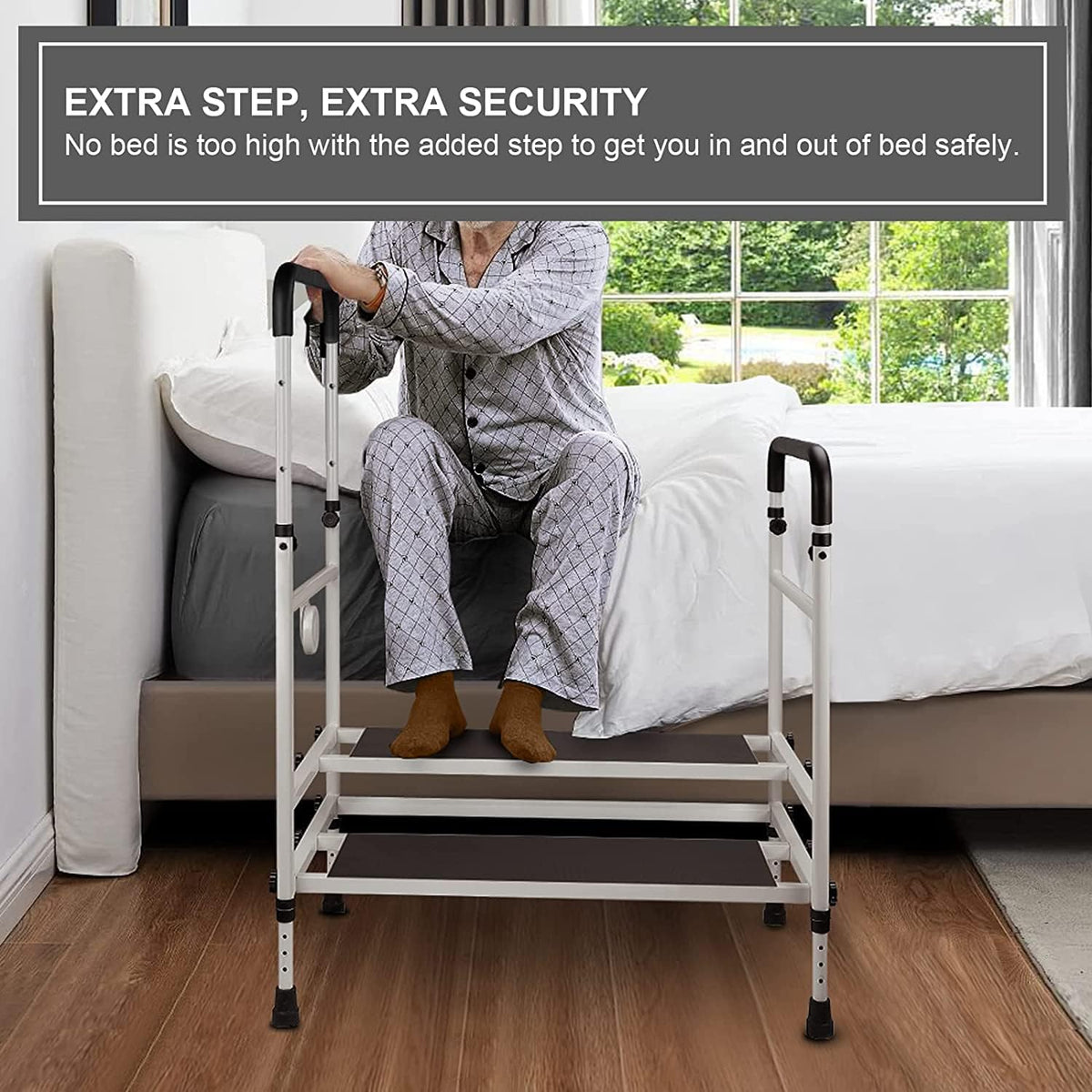Heavy Duty Bed Rails with Adjustable Height and LED Light Z82879