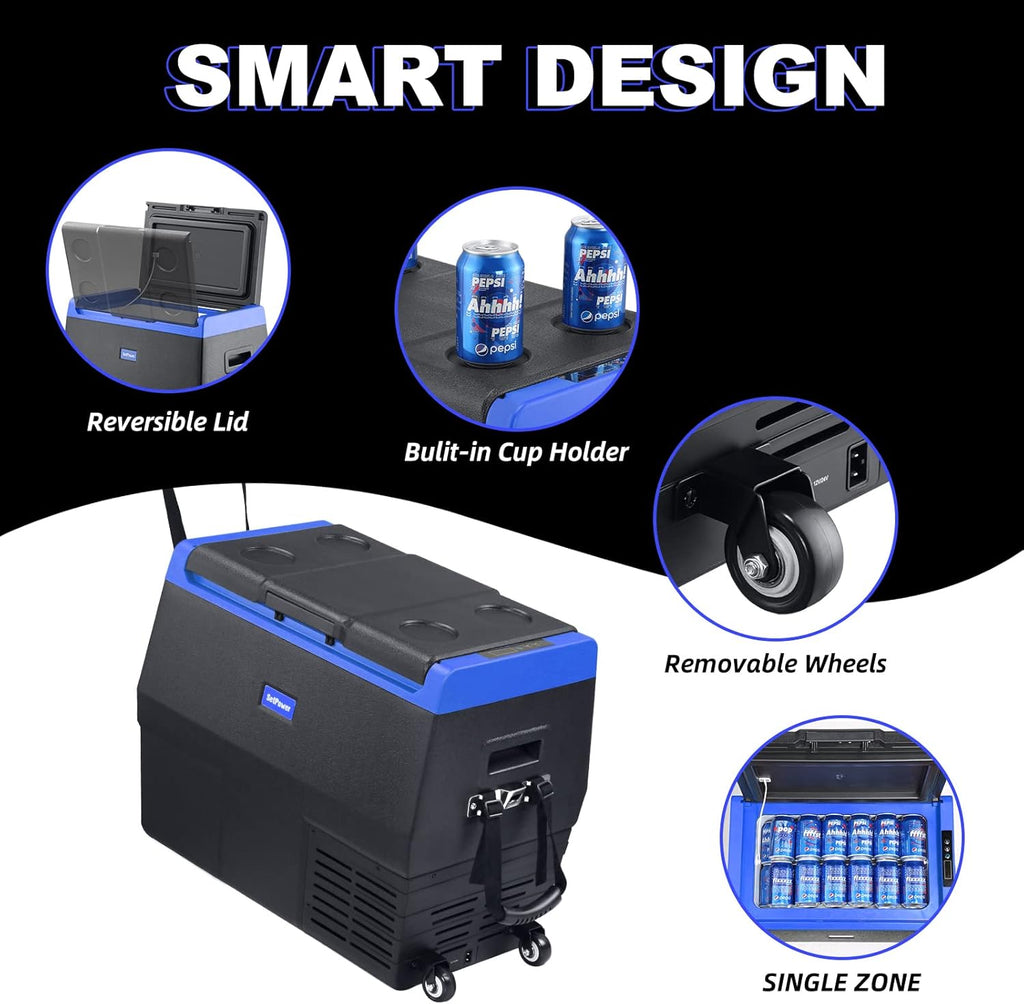 Portable Refrigerator Electric Cooler, 12/24V DC & Solar, Blue C287