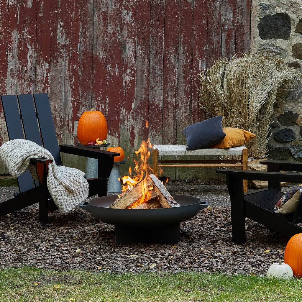 36” Round Wood Burning Steel Fire Pit with Spark Screen, Poker, Log Grate and Storage Cover J550