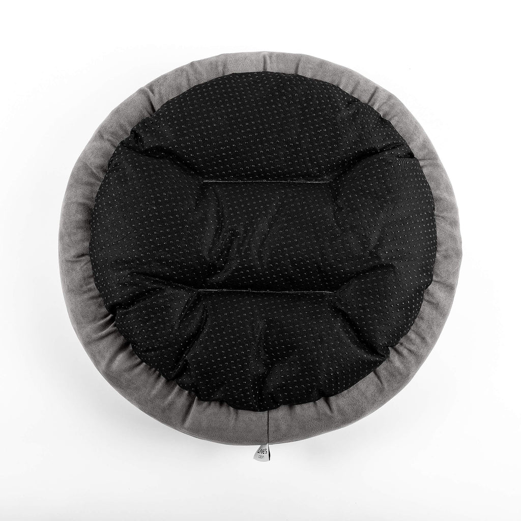 Round Donut Cat and Dog Cushion Bed, 20in Washable Gray O56429