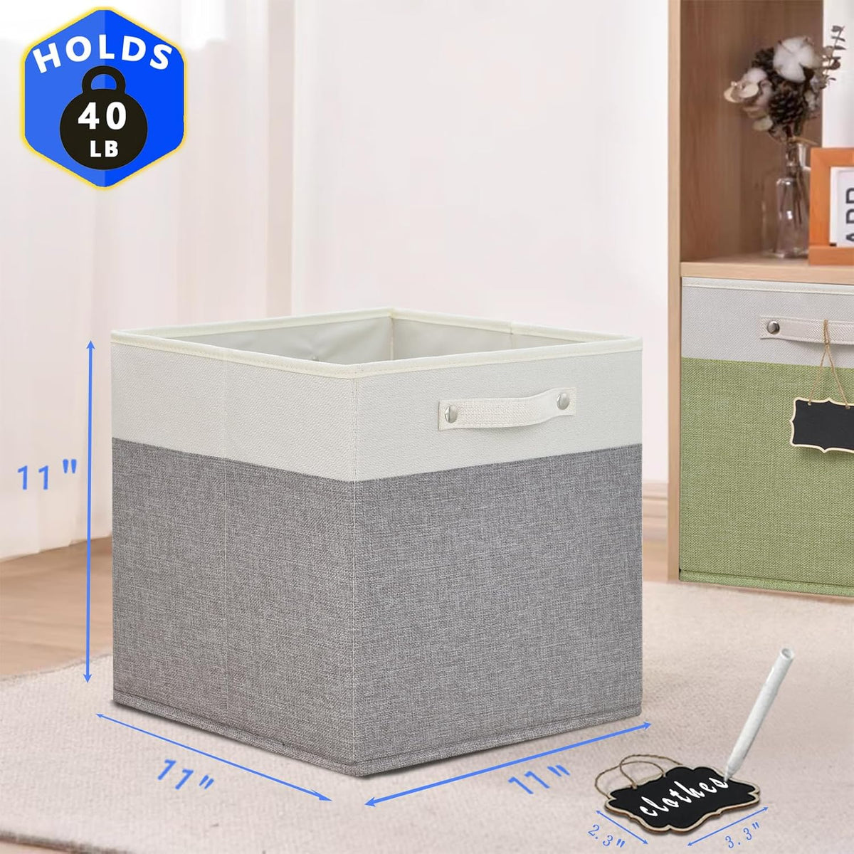 11x11 Fabric Storage Cubes with Cotton Handles B876