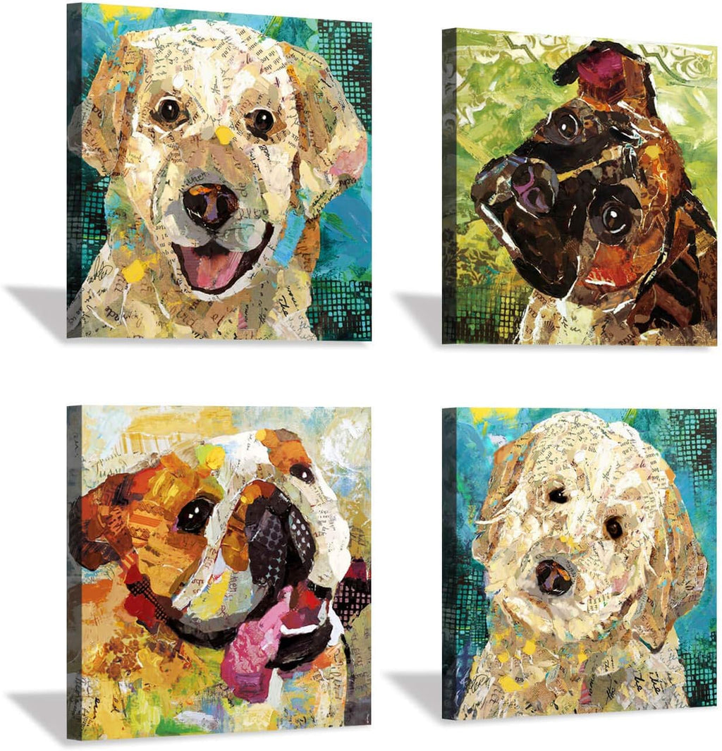 Abstract Dog Canvas Artwork 4 Panels H199