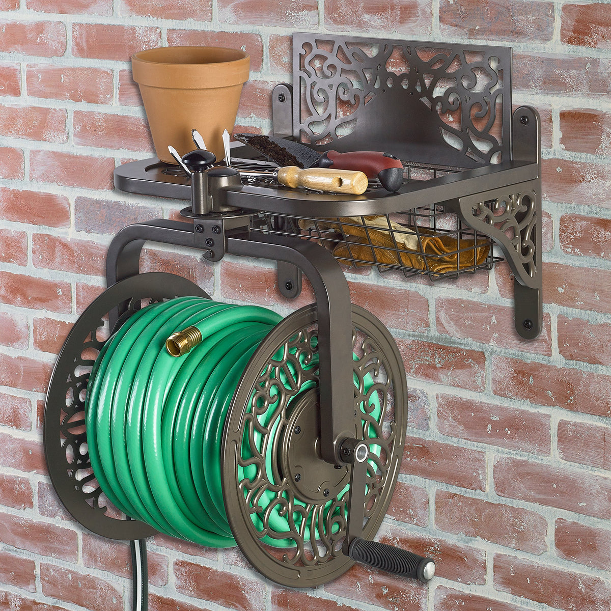 Bronze Cast Aluminum Garden Hose Reel D4977