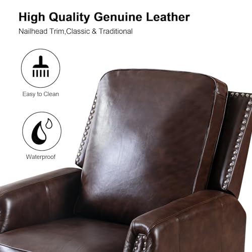 Reddish Brown Genuine Leather Push Back Recliner Chair Set of 2 X143319